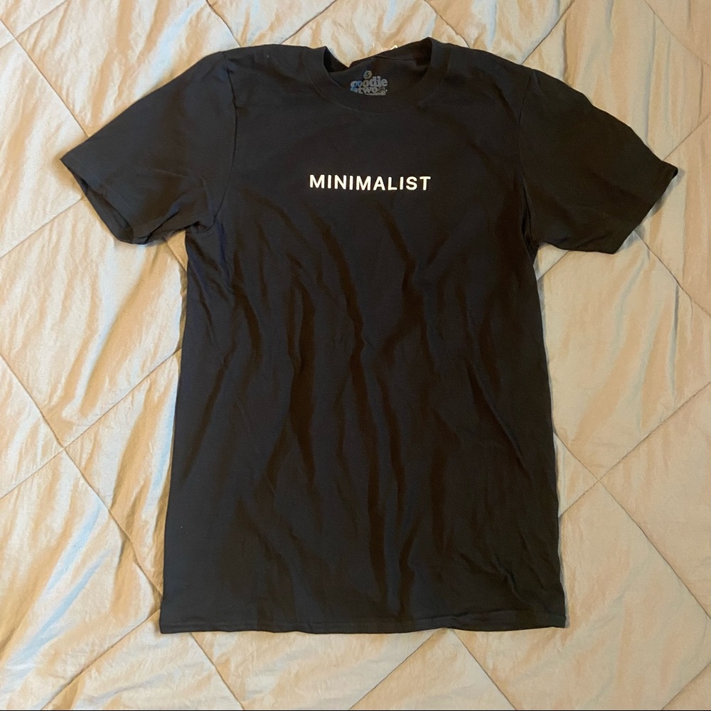 Black Minimalist Goodie two Sleeves t-shirt Sz. S